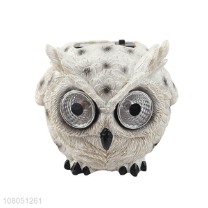 Factory supply owl shape solar light resin ornaments for sale