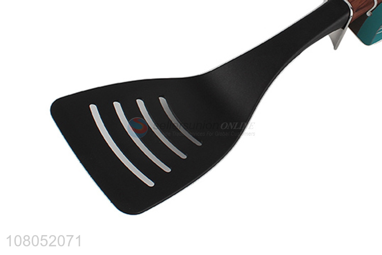 Custom logo food grade cooking tools wood grain nylon slotted turner spatula