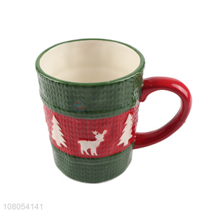 Hot products christmas style ceramic water cup with handle