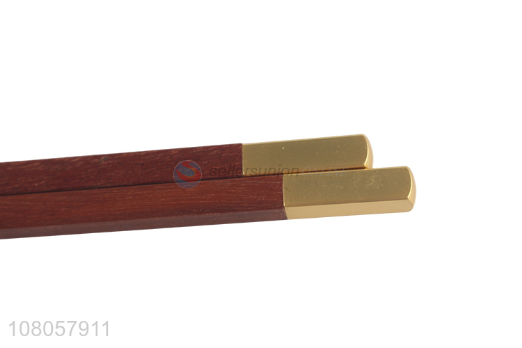 China supplier home restaurant wooden chopsticks with metal head