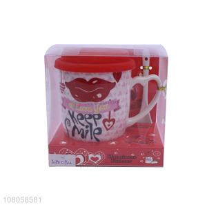 Fashion Design Ceramic Mug Water Cup With Spoon Gift Set