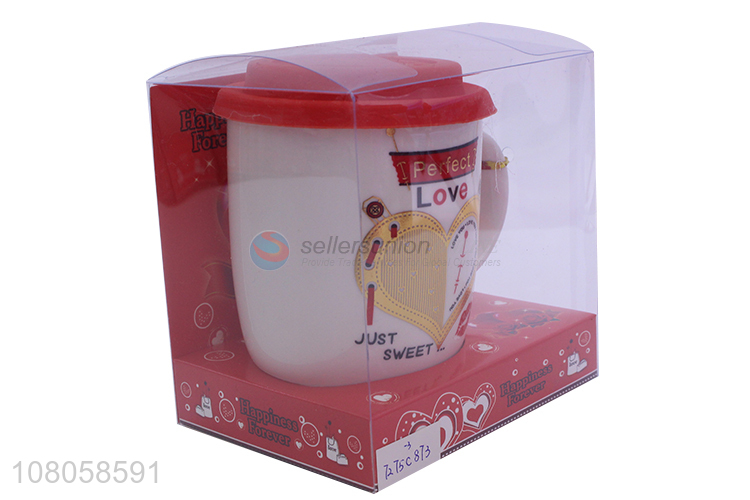 Wholesale Fashion Ceramic Cup With Lid And Spoon