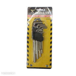 China supplier 9 pieces flat head hex key wrench set cr-v hex keys