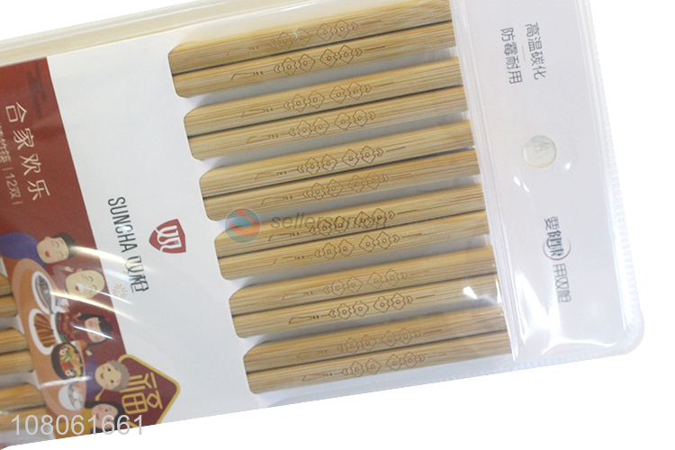 Best Sale 12 Pairs Bamboo Chopsticks Family Chopsticks Set