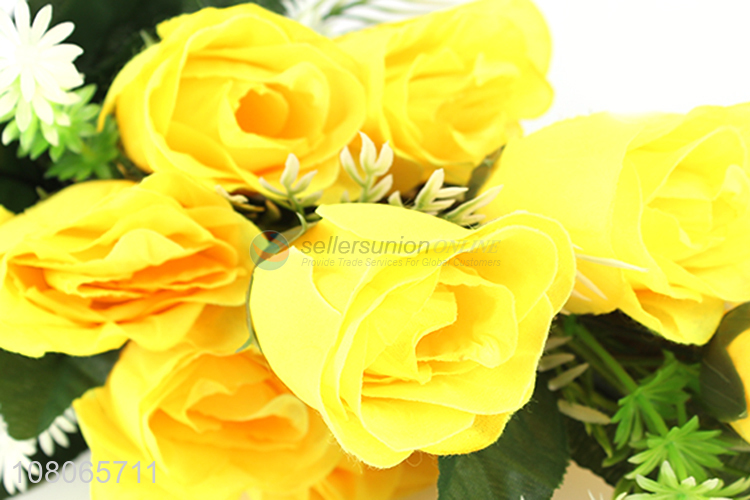 Good price yellow 9heads artificial flower for home décor