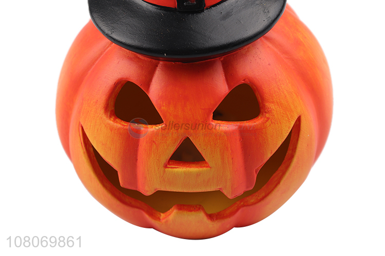 Best selling Halloween ornaments led light resin pumpkin figurines