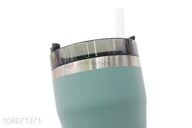 New products green stainless steel straw cup vacuum flask