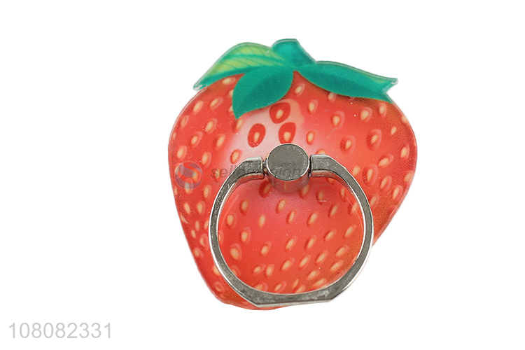 Hot selling strawberry shape acrylic ring stand holder for cellphone