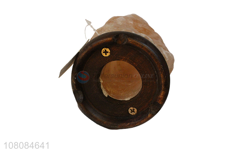Yiwu wholesale simple natural wood bottom salt stone lamp