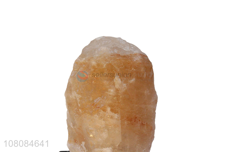 Yiwu wholesale simple natural wood bottom salt stone lamp