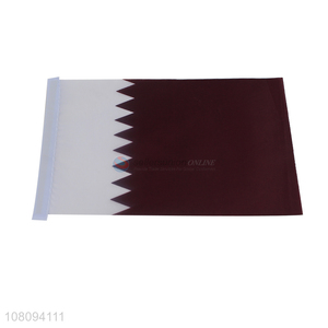 Low price wholesale Qatar hand waving flag car flag
