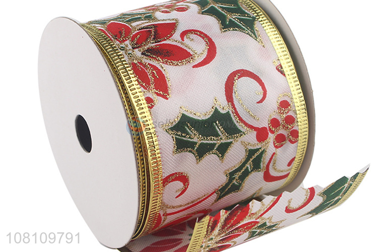 Recent design glitter printed Christmas ribbon for DIY craft