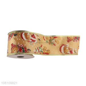 Top product cartoon bear printed Christmas tree ribbon rolls