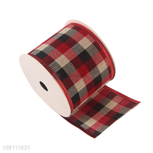 Good Quality Wide Plaid Ribbons Christmas Tree Decorative Ribbons