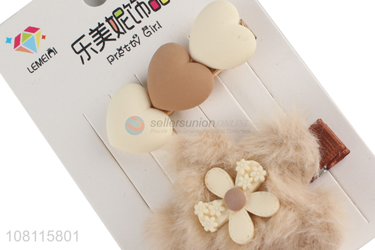 Hot selling fluffy hairpin pretty hair clips for girls children