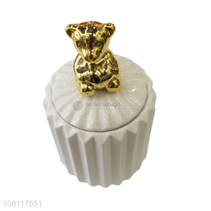High quality lovely ceramic bear trinket cases cute <em>candy</em> <em>box</em>