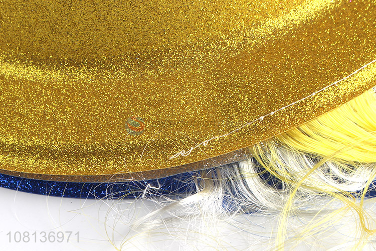 Factory supply glitter party hat with wigs photo booth props