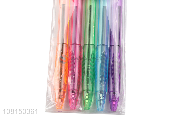 New Arrival 5 Pieces Non-Slip Design Colorful Ballpoint Pen