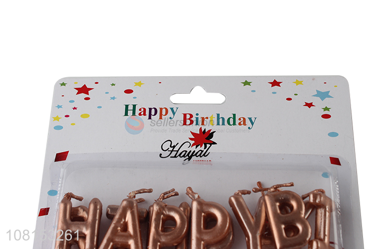 Low price metallic happy birthday candles letter candle set