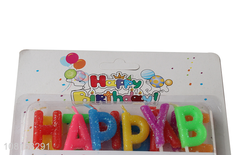 Yiwu market colorful happy birthday letter cake candle set