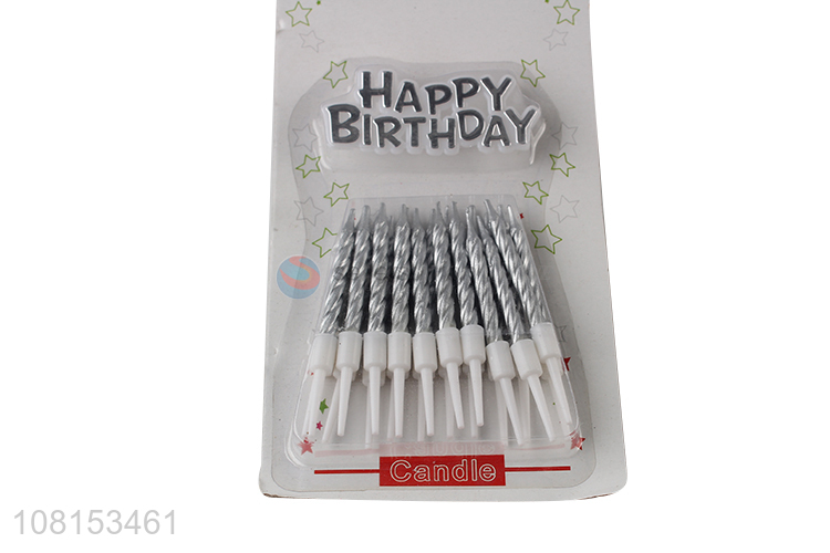 Wholesale silver spiral cake candles metallic cupcake candles