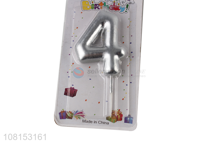 Good quality metallic number candle silver birthday candle
