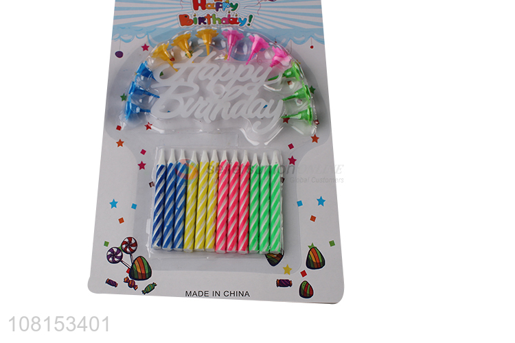 Yiwu market colorful spiral happy birthday cake candles set