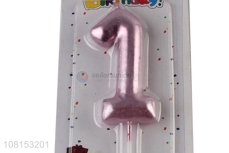 Online wholesale metallic numeral cake candle for baby shower