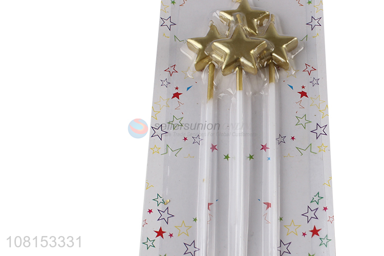 Popular product metallic star shape candle gold cake candle