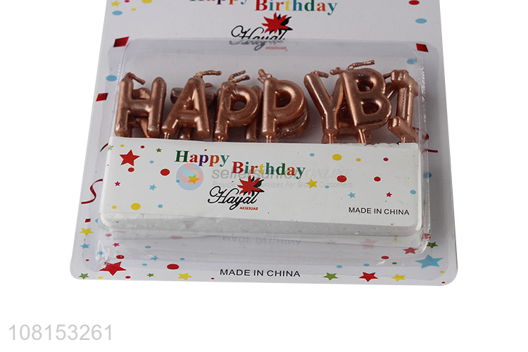 Low price metallic happy birthday candles letter candle set