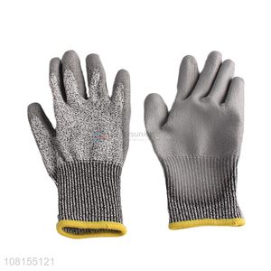 Online wholesale level 5 anti-cutting pu coated work gloves