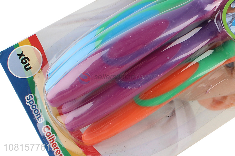 Latest products multicolor baby feeding spoon with long handle