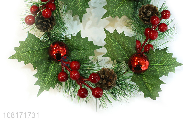 New arrival decorative artificial Christmas wreath with red berry