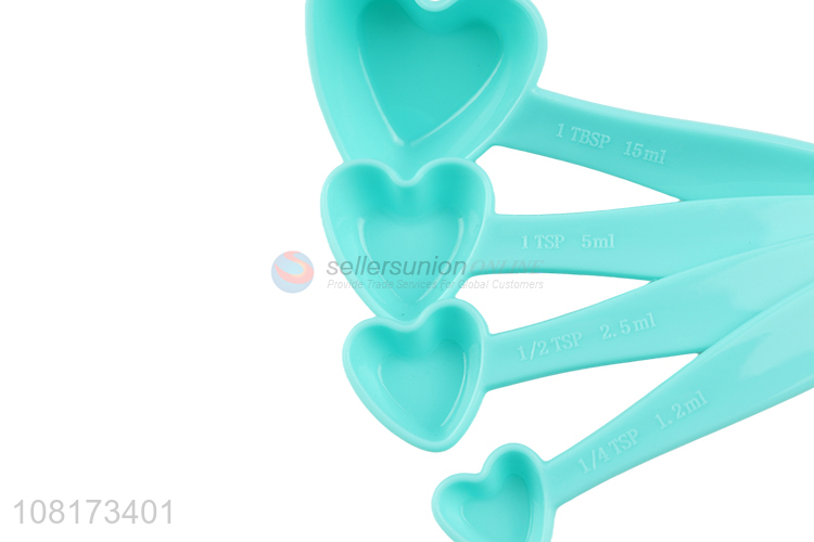 Popular 4 Pieces Heart Shape Measuring Spoon Set For Kitchen