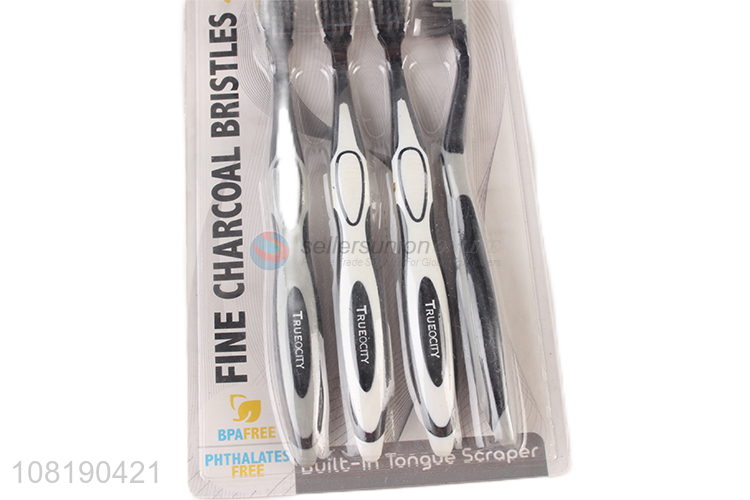 Good Sale 4 Pieces Fine Charcoal Bristles Toothbrush Set For Adults