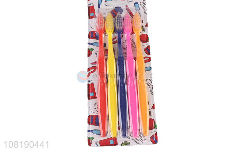 Custom 5 Pieces Soft Nylon Toothbrush Set For Adult