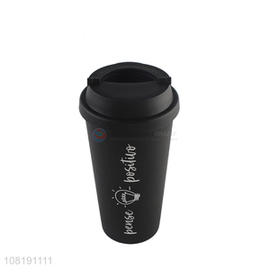 Hot sale portable double walled bpa free plastic coffee cup drinks mug