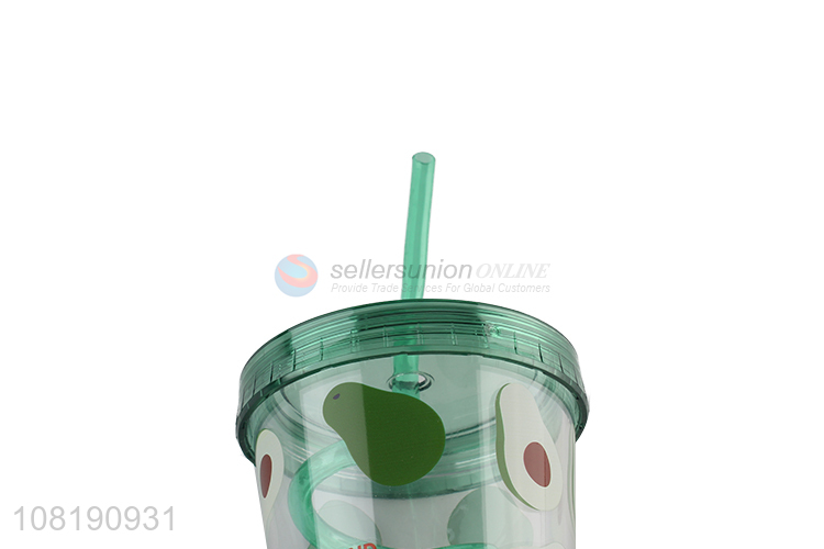 Yiwu market summer cooling water mug plastic drinking cup with lid and straw