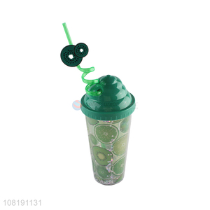 Hot selling sequin plastic water mug summer water tumbler with lid and straw