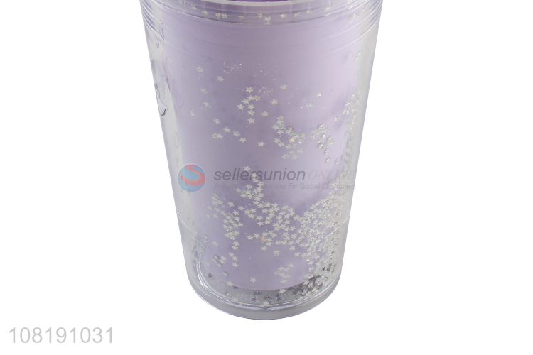 New arrival summer cooling water mug plastic coffee cup with lid and straw