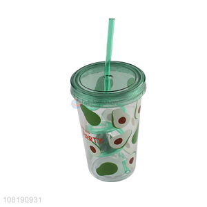 Yiwu market summer cooling water mug plastic drinking cup with lid and straw