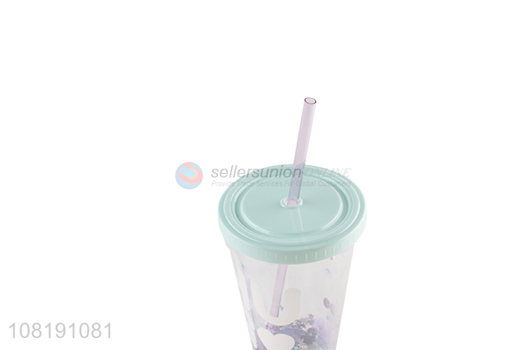 Yiwu market leakproof double wall tumblers with lid and straw plastic drinks cup