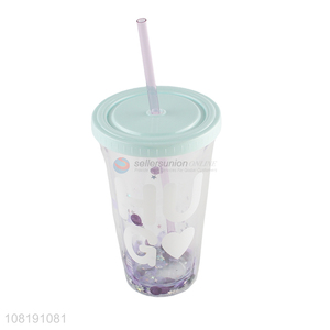 Yiwu market leakproof double wall tumblers with lid and straw plastic drinks cup