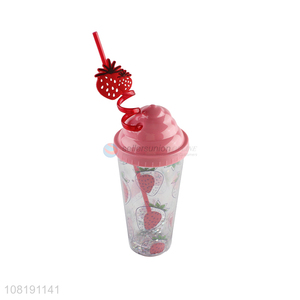 Factory price insulated tumbler with lid and straw double wall plastic water cup