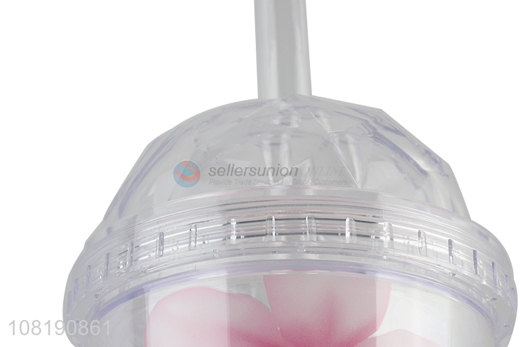 New arrival plastic sakura water mug insulated water tumbler with lid and straw