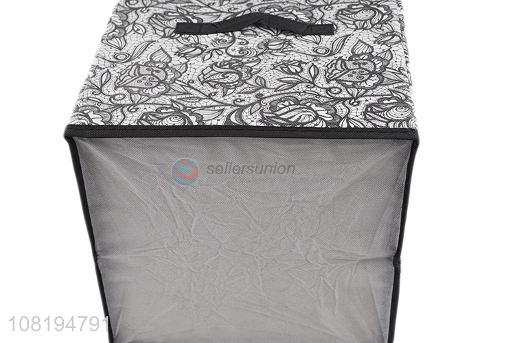 Good quality flower printed non-woven storage box with handle