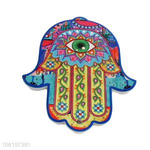 Hot selling hamsa hand ceramic heat insulation mat with cork bottom