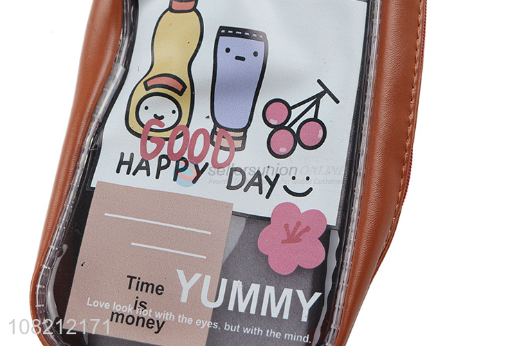 Factory price fashion transparent students pencil bag