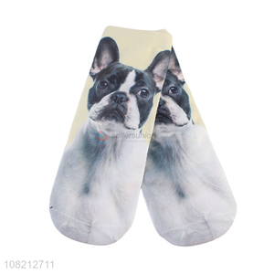 Top products cute puppy printed women low ankle socks for sale