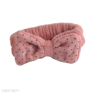 Fashion Style Flannel Bow Tie Face Wash Cosmetic Headband